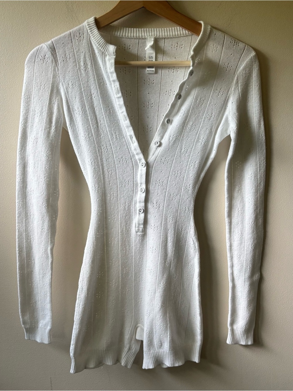Skims Pointelle Knit Henley Romper